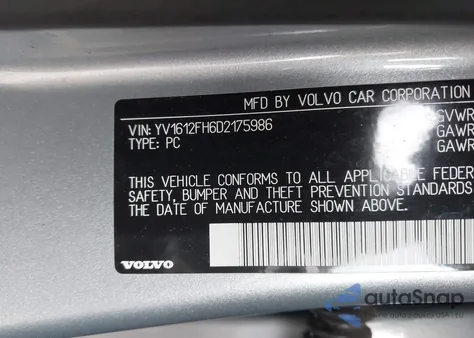 2013 Volvo S60 T5 из США, поврежденный, VIN YV1612FH6D2175986